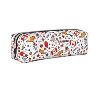 BHHJKK Red Maple Happy Canada Day 2023 Pencil Case Holder Pouch with Zipper Leather Pen Pencil Bags Box Organizer Cosmetic Makeup Bag Storage Bag