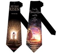 BHHJKK Religious Easter Ties Mens Cross Necktie Jesus Resurrection Tie Bundle 1