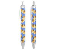 BHHJKK Retractable Black Pens for Men Women, Stylish Beautiful 0.5 mm Writing Pens Cute Cartoon Guinea Pigs Ballpoint Pen Home Office Supplies, 2 Pcs