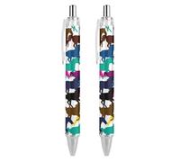 BHHJKK Retractable Black Pens for Men Women, Stylish Beautiful 0.5 mm Writing Pens Cute Cartoon Guinea Pigs Ballpoint Pen Home Office Supplies, 2 Pcs