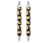 BHHJKK Retractable Black Pens for Men Women, Stylish Beautiful 0.5 mm Writing Pens Cute Cartoon Guinea Pigs Ballpoint Pen Home Office Supplies, 2 Pcs