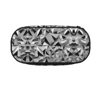 BHHJKK Silver Geometric Figure Print Pens Pencil Case Nylon Pencil Bag with Zipper for Makeup Brush Office Men Women Adult