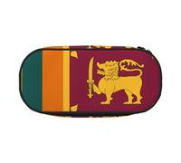 BHHJKK Sri Lanka Flag Print Pens Pencil Case Nylon Pencil Bag with Zipper for Makeup Brush Office Men Women Adult