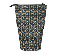 BHHJKK Standing Pencil Case Pencil Holder Black and White Pattern Telescopic Stationery Case for Office Stand-up Organizer Retractable Pencil Pouch Pencil Bag Pen Holder for Work 7 × 5.7 in
