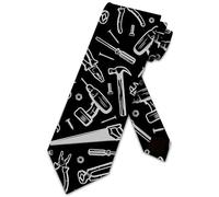 BHHJKK Tool Ties Mens Handyman Necktie Construction Tie Black Neckties
