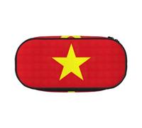 BHHJKK Vietnamese Flag Print Pens Pencil Case Nylon Pencil Bag with Zipper for Makeup Brush Office Men Women Adult
