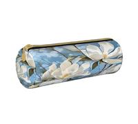 BHHJKK White Flowers Painted Pencil Case Holder Zipper Pen Pouch Bag Stationery Cosmetic Organizer Bag for Office School College Work