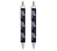 BHHJKKGrey Hippo Cute Retractable Ballpoint Pen Fine Point 0.5mm Round Barrel Pens 4 PCS Office