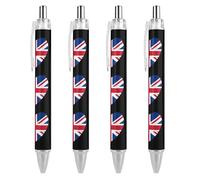 BHHJKKUnited Kingdom and U.S. Flag Retractable Ballpoint Pen 0.5mm Ball Point Pens Smooth Writing and Soft Grip for Office Desk Supplies,4 PCS