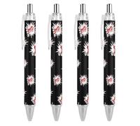 BHHJKKUSSR CCCP Soviet Union Black Retractable Ballpoint Pen 0.5mm Fine Point Work Pen Quick Dry Smooth Write Pens 4 PCS