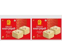 Bhikharam Chandmal Soan Papdi 400g - Traditional Indian Flaky Sweet - Light & Crispy Gram Flour Mithai - Festive Dessert Gift Box - Vegetarian Indian Sweets (Pack of 2)