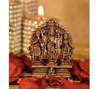 Bhimonee Decor Pure Copper Handmade Lord Ram Darbar Murti | Rama Sita Lakshman Hanuman Statue | Ram Parivar Murti for Home Temple Blessing, Happiness, Health, Wealth | Small Size 2.65 Inch