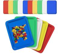 Bhina 10 Pieces Plastic Art Trays, 27.5 x 21 x 3 cm Multicolor Serving Tray Play Activity Trays Plastic Trays for Home Art Crafts DIY Projects Supplies
