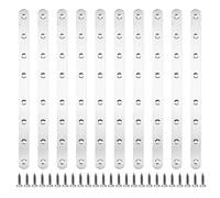 Bhina 10pcs 293 x 19 x 3mm Stainless Steel Perforated Plate Flat Connector Stainless Steel Metal Connectors Support Flat Angle Brackets with 80 Screws for Shelves Cabinets Shelves