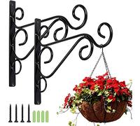 Bhina 2 Pieces Hanging Basket Brackets,Black Plant Hooks,Hanging Basket Brackets Outdoor,Iron Bracket with Screws,for Outdoor,Garden,Hanging Basket,Lantern,Decoration,Bird Feeder