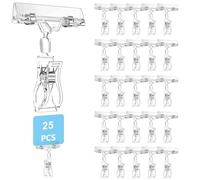 Bhina 25 Pieces Plastic Swivel Sign Clip Holder Tag Advertising Display Tag Clip Holder Merchandise Advertising Pop Display Double-Sided Clip for Shops, Details, Supermarkets, Transparent