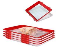 Bhina 4 Pieces Fresh Deli Containers Vacuum Storage Trays with Elastic Film Food Preservation Tray Ham Box for Refrigerators with Lid, Fresh Tray, 30 x 23.5 x 2.5 cm