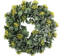 Bhina Artificial Eucalyptus Wreath with Artificial Flowers and Leaves, 35cm Artificial Leaf Wreaths, Plastic Wall Wreath for Front Door, Wall, Festival, Yellow
