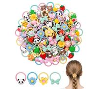 BHIPKOT Hair Bobbles Set of 100 Colourful Ponytail Bands for Mini Hair Bobbles Super Thin Random Designs Fix Securely Without Tensile Stress - Gentle on Fine & Natural Hair