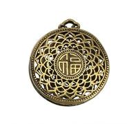 BHLZSY Ancient Fasha Gold Fortune Pendant Auspicious Compass Transport Solid Hollow Lotus Disc Jewelry