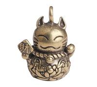 BHLZSY Brass Antique Lucky Cat Car Keychain Pendant, Classic Nafu Pendant Copper Ware