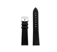BHMIRUI 21mm Cowhide Watch Strap Compatible With Swarovski Rhinestone Women's Model 1135989 5045371 1135988 Watchband Bracelet(Black silver)