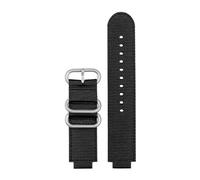 BHMIRUI 24 * 16mm Canvas Convex Nylon Watchband Compatible With TIMEX T2N720 T2N721 TW2R55500 TW2T76500 TW2T76300 3600 Waterproof Watch Strap Tools(Black Silver)