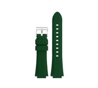 BHMIRUI Compatible With ORIS 7730 7740 Rubber Strap Diving Watch Band Sports Bracelet Raised Silicone Men Watch Strap 24X12mm Orange Watch Belt(Green silver pin)