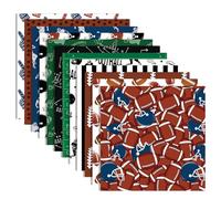 BHNACIER 24 Sheet Football Scrapbook Paper, 12" x 12", Double-Sided, Green, Black, Yellow, Sports Pattern, Football Field, Craft, Origami, Scrapbook, DIY, Rectangular, Uncoated Paper