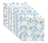 BHNACIER 24 Sheets Light Blue Hydrangea Pattern Paper, 12" x 12" Double-Sided Blue Floral Scrapbook Paper Pad