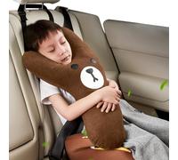BHock Auto Y-Shape Kids Car Travel Pillow, Car Headreat Pillow with Adjustable Length up to 15.7", Car Seat Neck Support for Sleeping, Road Trip Pillow for Boys & Girls (Brown)