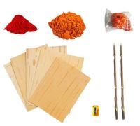 Bhojpatra Sheets (Pack of 20, Size: (5 x 4 inch) 0r (13 x 10 cm)) with Anar Kalam, Sharpener, Moli Kalawa,Ashtagandh and Sandalwood Powder for Pooja,For Yantra Writing Bhojpatra Kit COMBO PACK
