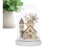 BHOLI Christmas Lantern Decoration, Christmas LED Crystal Night Light, Wooden House Snow Scene Desk Lamp - Christmas House Scene Light for Children's Day Gift