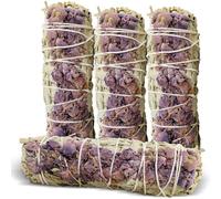 Bholi Sage Plus Sage Smudge Kit for Cleansing Negative Energy, Lavender with White Sage Smudge Sticks Pack of 4 Dried Lavender Sage Sticks