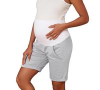 Bhome Maternity Bermuda Shorts Over The Belly Workout Loose Casual Pregnancy Pants with Pockets - grey - Large