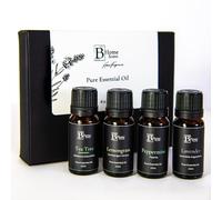 Bhomescent Essential Oil Set (4 x 10ml) - Boost Your Well-Being with Natural Aromatherapy for Relaxation, Cleaning & Refreshing Spaces: Lavender, Tea Tree, Lemongrass & Peppermint
