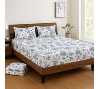 Bhoomi Impex Microfiber Elastic Fitted Bed Sheet Set - Single Size 72x78 Inch, Includes 2 Pillow Covers - Soft, Durable Blue Floral Bliss Printed Bedding
