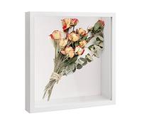 Bhoulandi 3D Shadow Box, Deep Display Box, Picture Frame for Wall and Tabletop, Wooden Deep Box Frame for Memorabilia Tickets Crafts Medal Flower (22x22cm White)
