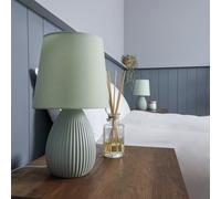 BHS Allium Ceramic Pair of Table Lamps - Green