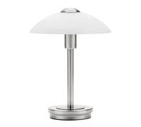 BHS Lighting BHS Archie Single Light Touch Lamp In Satin Nickel Finish With White Glass Shade