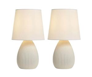 BHS Freya Teardrop Set Of 2 Ceramic Cream Table Lamps