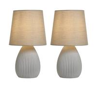 BHS Freya Teardrop Set Of 2 Ceramic Light Grey Table Lamps