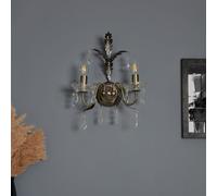 BHS Josefine Glass 2 Light Wall Light - Brass