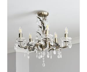 BHS Josefine Glass 5 Light Chandelier - Brass