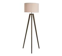 BHS Keeley Dark Walnut Wooden Tripod Floor Lamp with Natural Shade