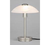BHS Lighting BHS Archie Single Light Touch Lamp In Satin Nickel Finish With White Glass Shade