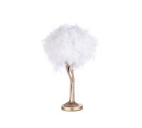 BHS Lighting BHS Ada Ostrich Legs Single Light Small Table Lamp In Gold Finish With White Feather Shade