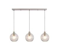 BHS Lighting BHS Alfie Bobble 3 Light Bar Pendant In Polished Nickel Finish With Clear Glass