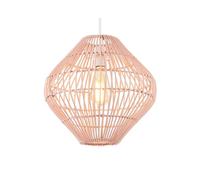 BHS Lighting BHS Bamboo Bobbin Pendant Shade In Matt Pink Finish