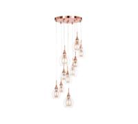 BHS Lighting BHS Carmella 10 light Cluster Pendant In Copper Finish With Clear Glass